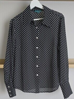 La Redoute Black and White Polka Dot Button-Down Blouse